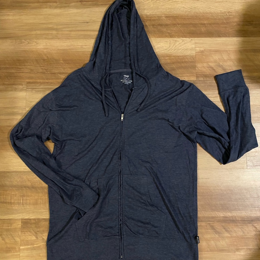 Men's Navy Blue Lightweight Hoodie Zip-Up